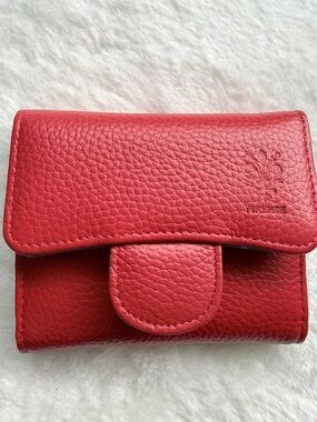 🇮🇹 Multicolor/Red Real Pebble Leather Wallet from Firenze